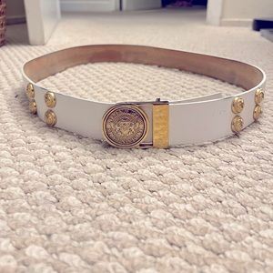 Balmain White & Gold Leather Belt - Size 95